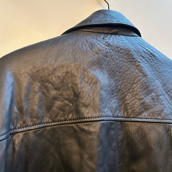 Vintage Unisex Leather Bomber Jacket Oversized - Picture 7 of 16